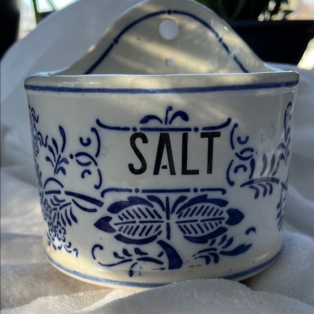 Blue and White Salt Cellar, antique, made in Germany